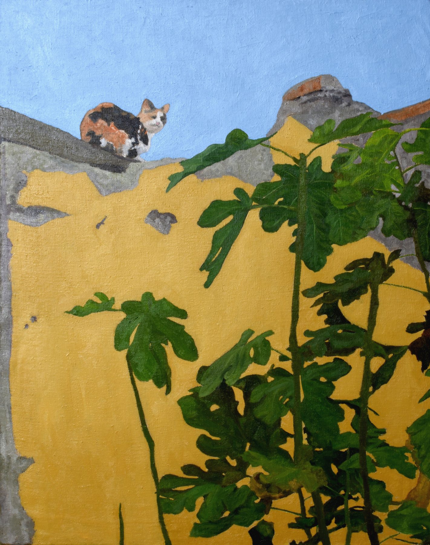 Cat on Yellow Wall I