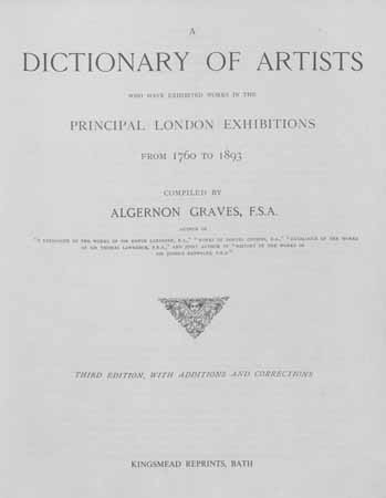 Dictionary of Artists 1760 1893