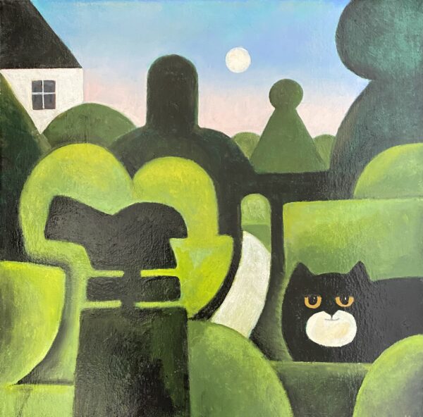 Cat in the Topiary Garden