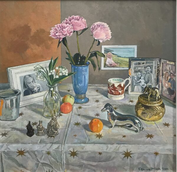 Still Life with Gold Stars and Peonies