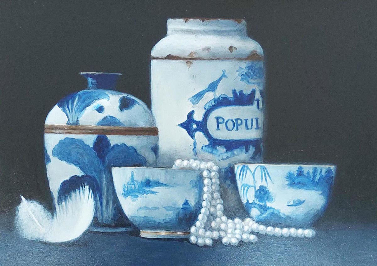 Blue & White Pots with Pearls