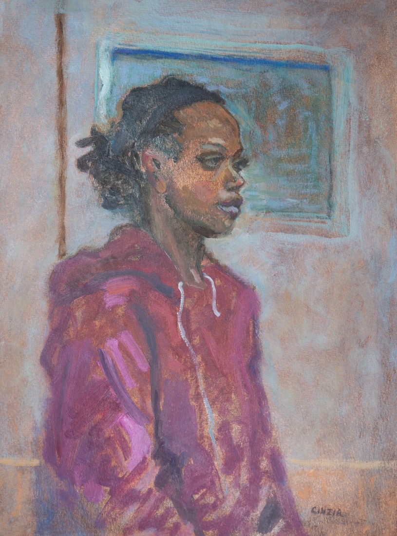 Girl in the Gallery in Red Anorak