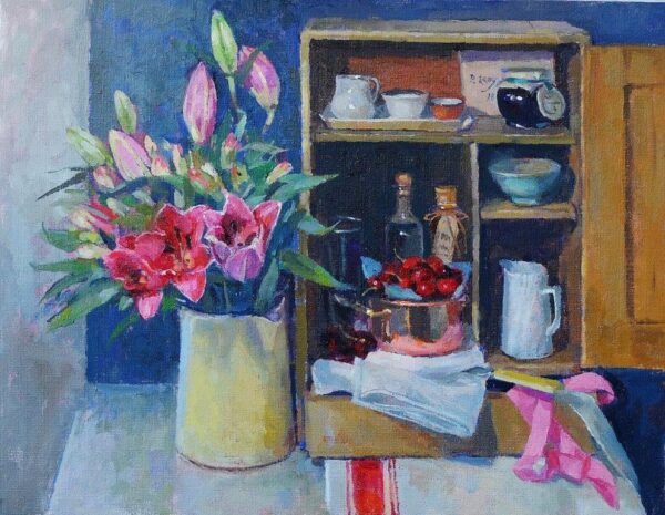 Still Life, Lilies and the small cupboard