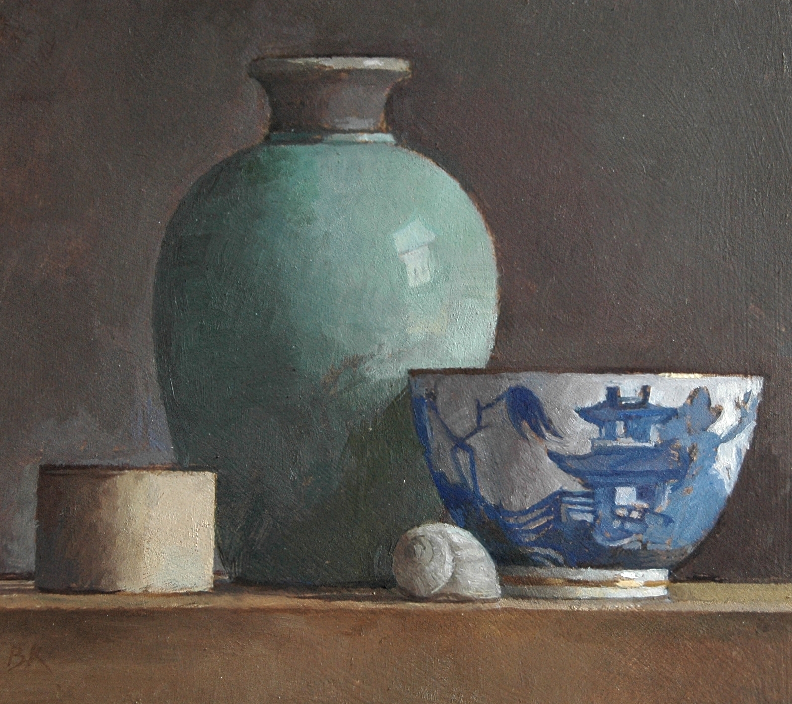 Still Life with Green Vase and Old Shell